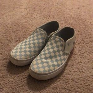 Blue and White Checkered Slip-On Vans